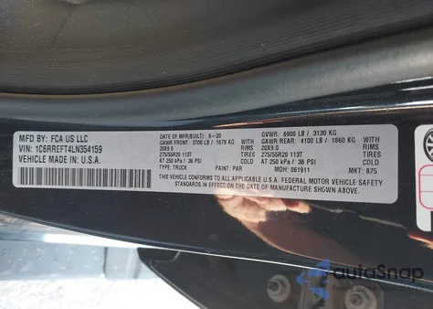 2020 Ram 1500 Big Horn/Lone Star from USA, damaged, VIN 1C6RREFT4LN354159